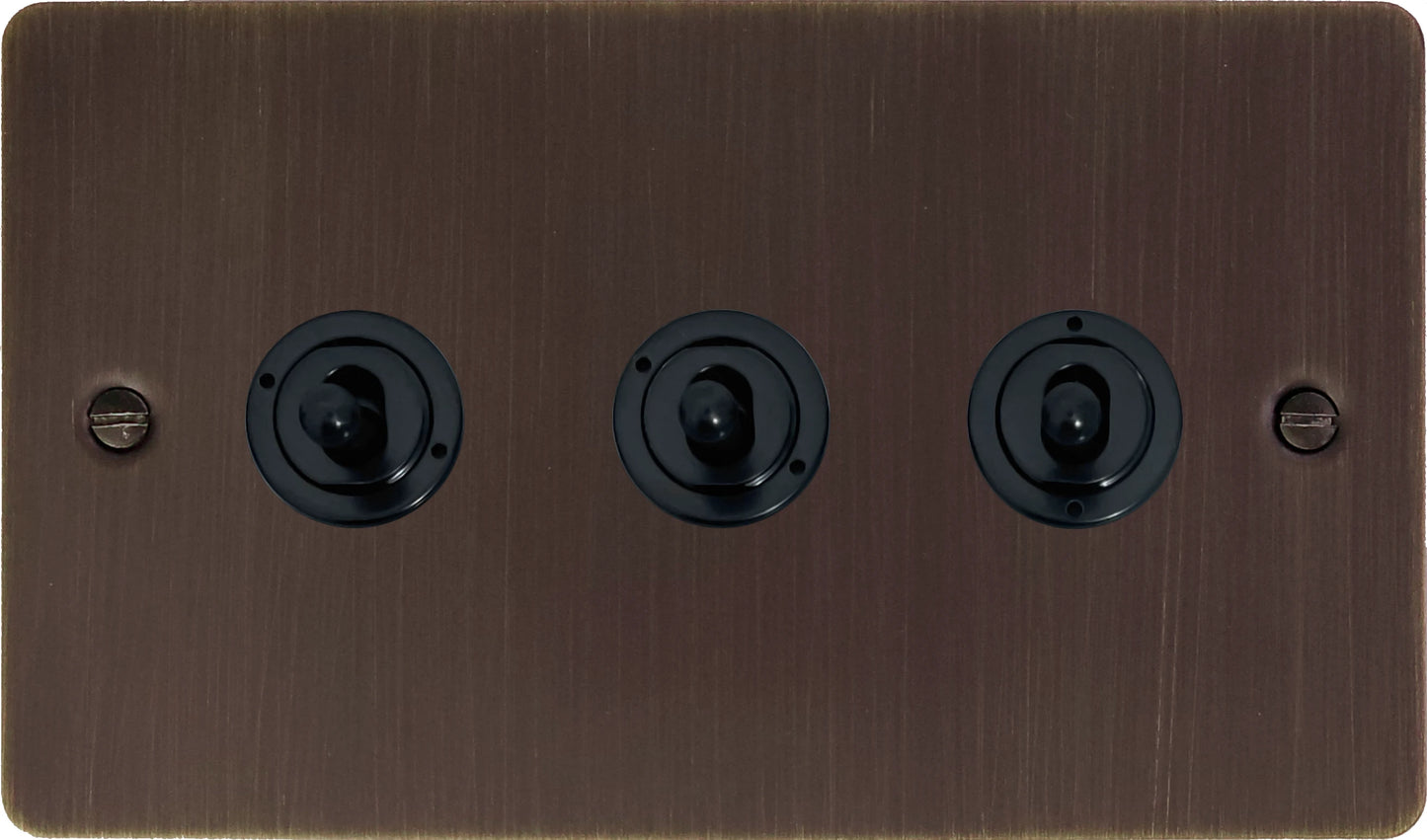 Flat Antique Copper 3 Gang Toggle (Flat Black Toggle)
