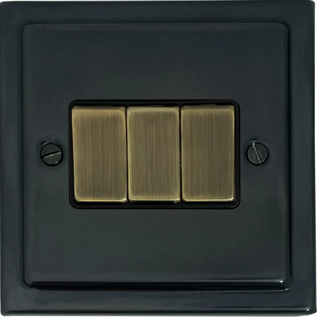 Victorian Black Bronze 3 Gang Switch
