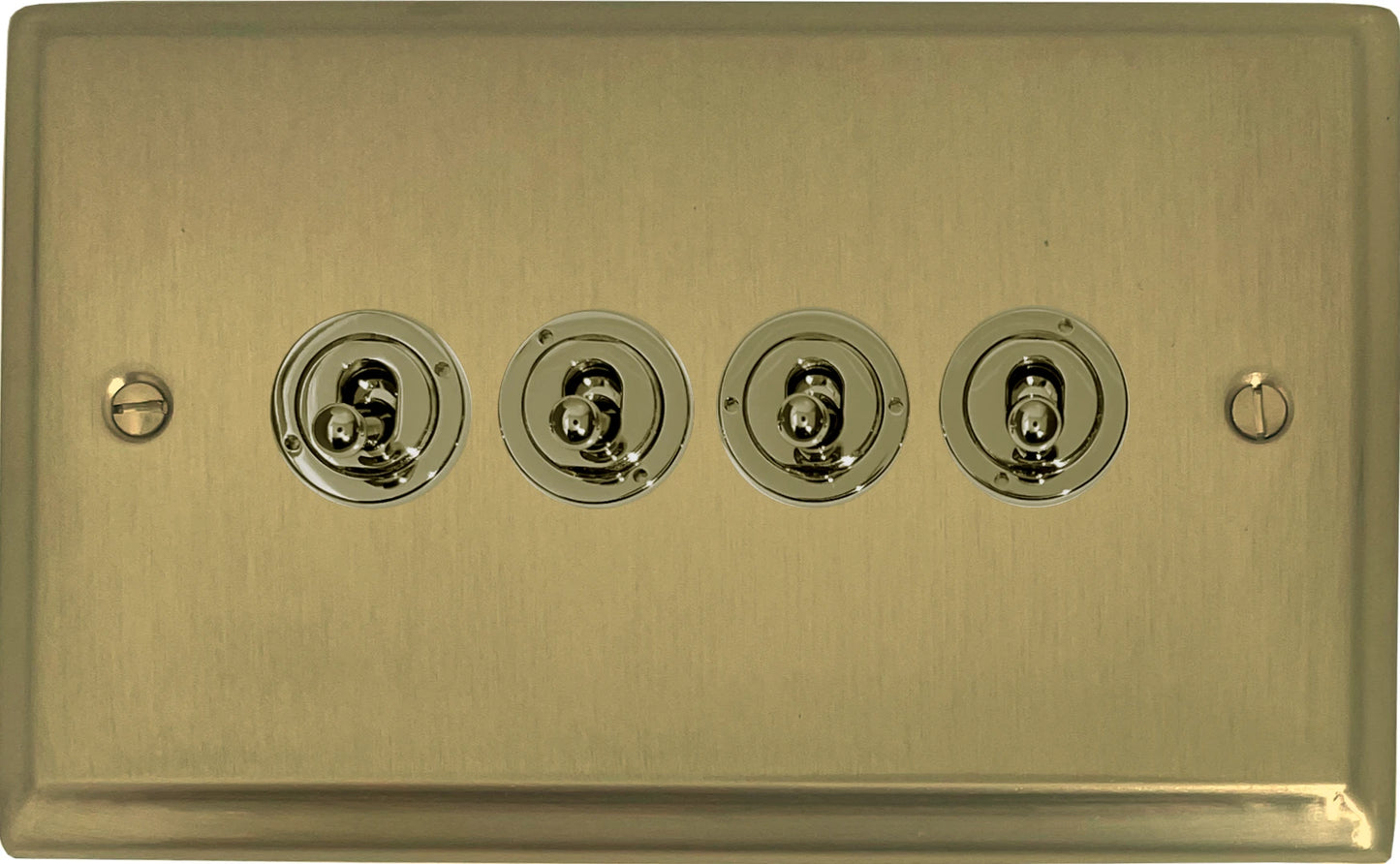 Deco Satin Brass 4 Gang Toggle (Polished Brass Toggle)