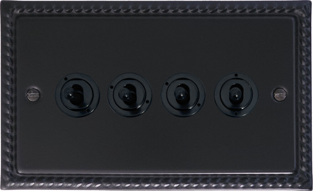 Georgian Flat Black 4 Gang Toggle (Flat Black Toggle)