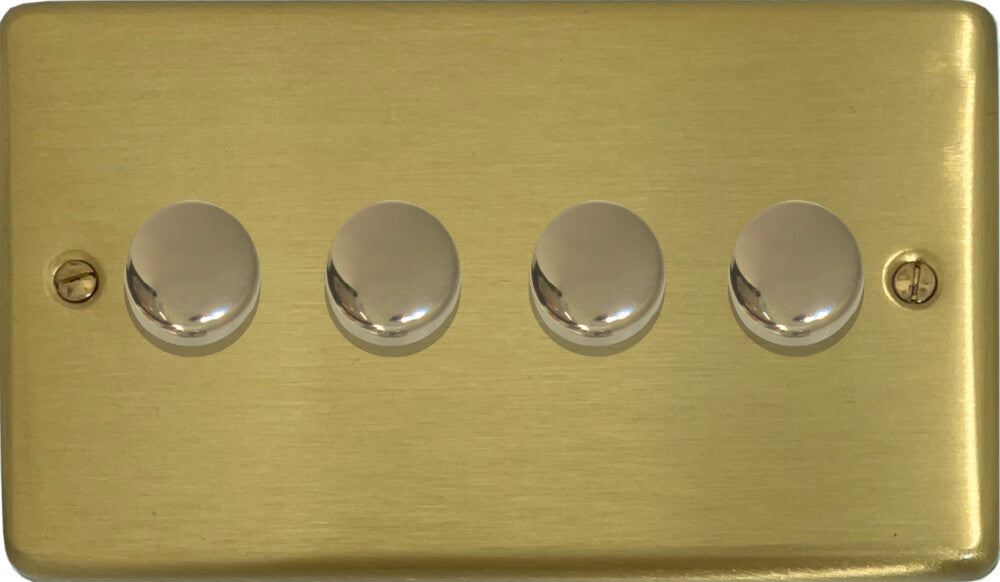 Contour Satin Brass 4 Gang Dimmer LED