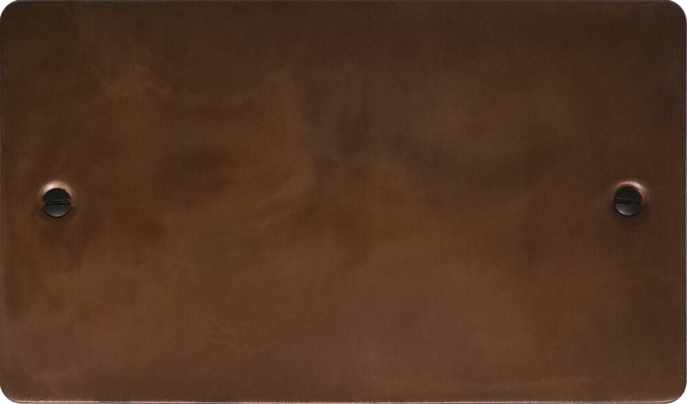 Flat Tarnished Copper 2 Gang Blank Plate