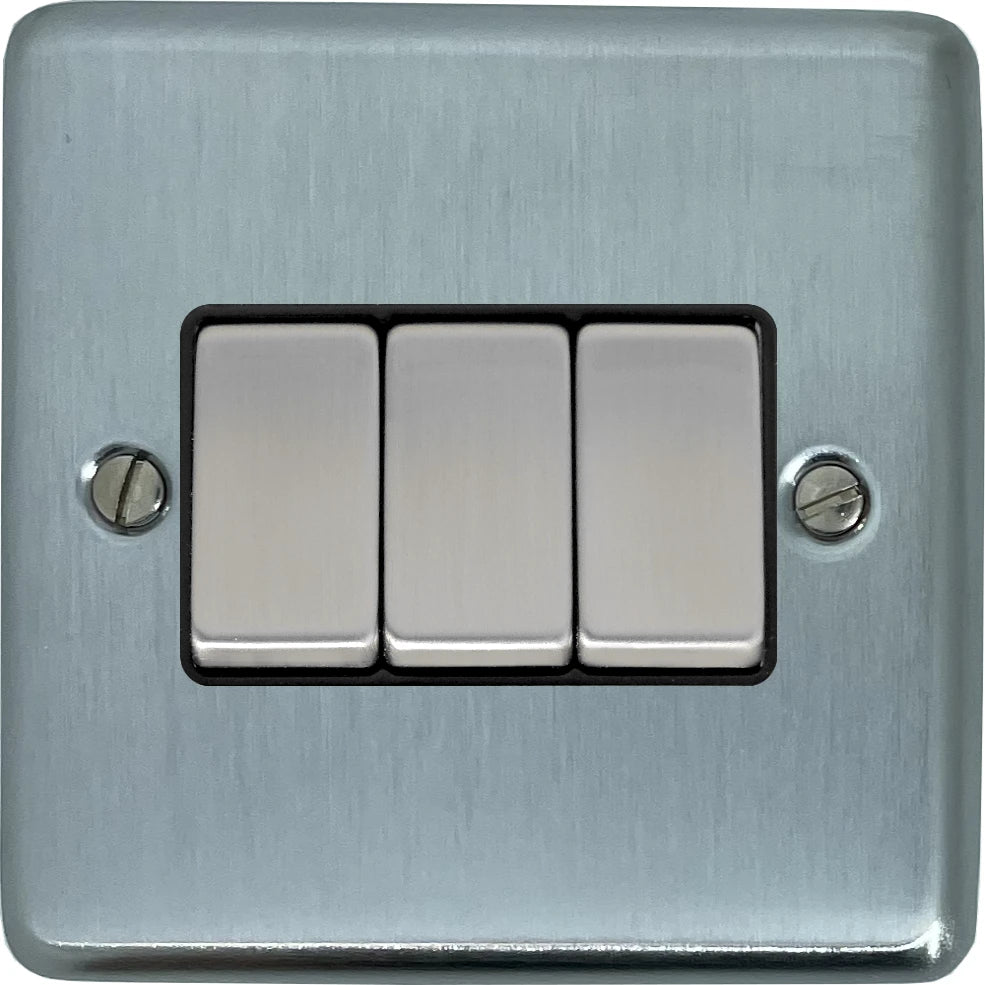 Contour Satin Chrome 3 Gang 2 Way Switch