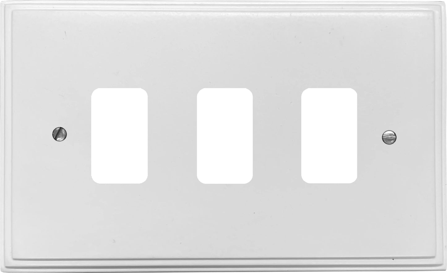 Victorian Flat White 3 Gang Grid Plate