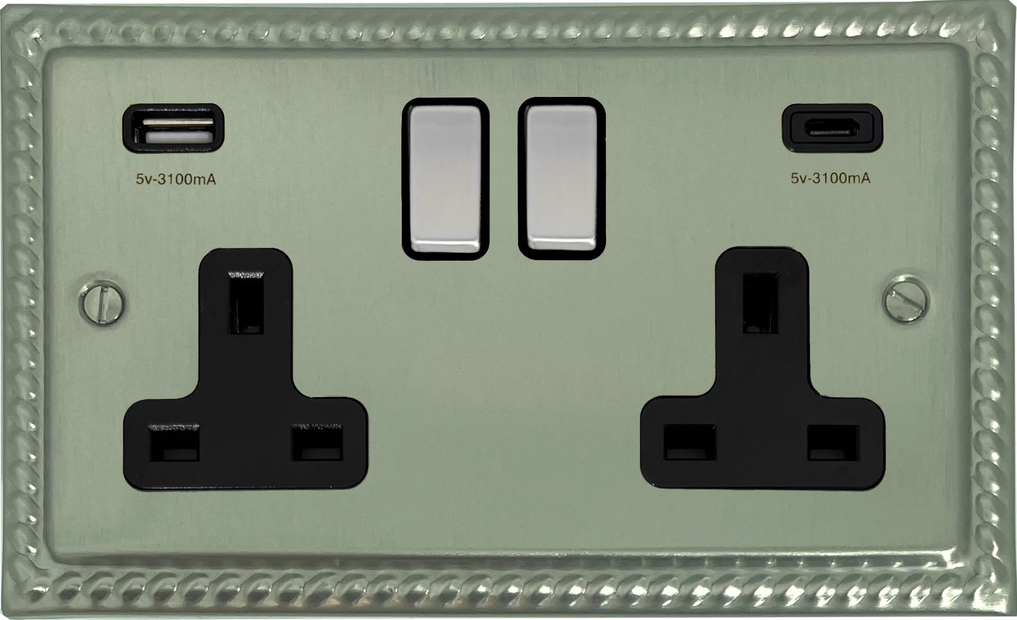 Monarch Satin Nickel 2 Gang USBC Socket