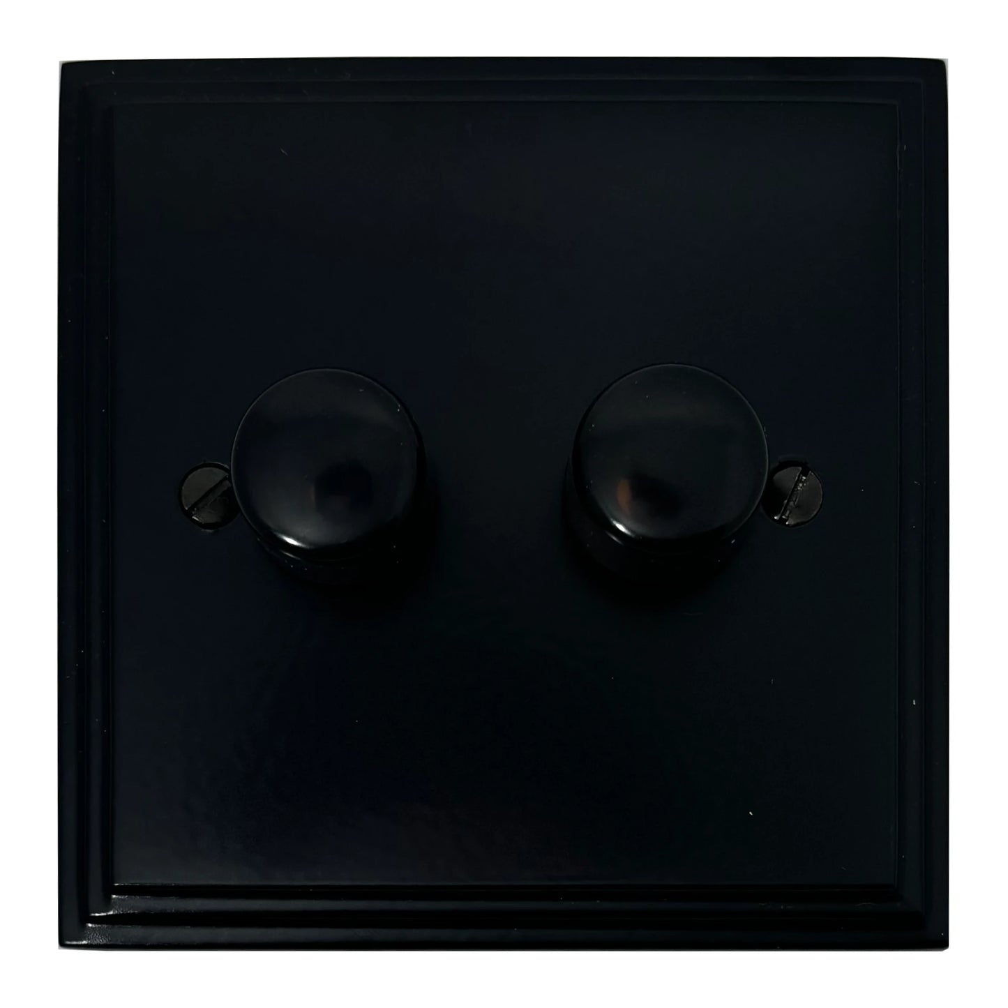 Victorian Flat Black 2 Gang LED Dimmer