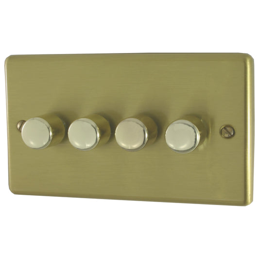 Contour Satin Brass 4 Gang Dimmer LED