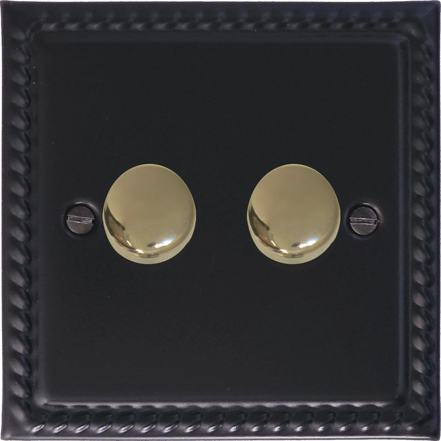 Georgian Flat Black 2 Gang Dimmer LED