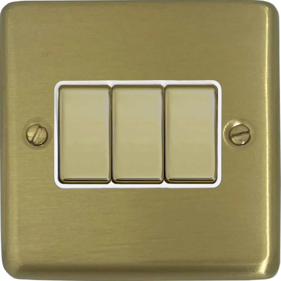 Contour Satin Brass 3 Gang Switch