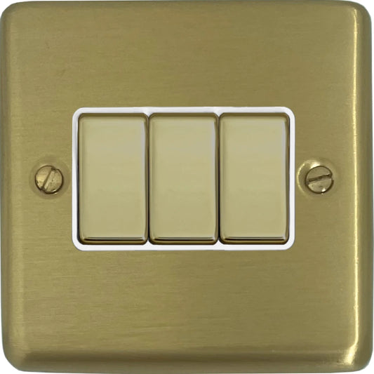 Contour Satin Brass 3 Gang Switch