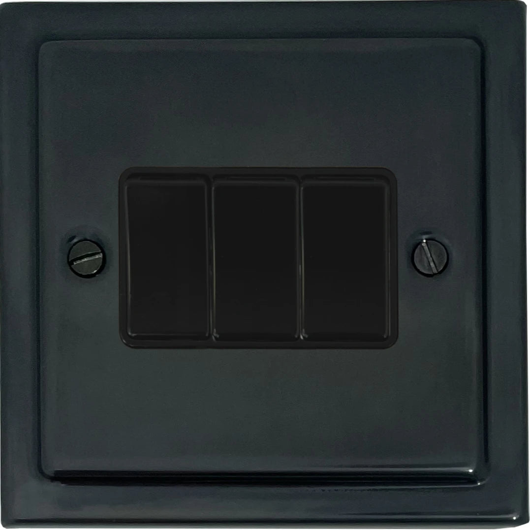 Victorian Black Bronze 3 Gang Switch