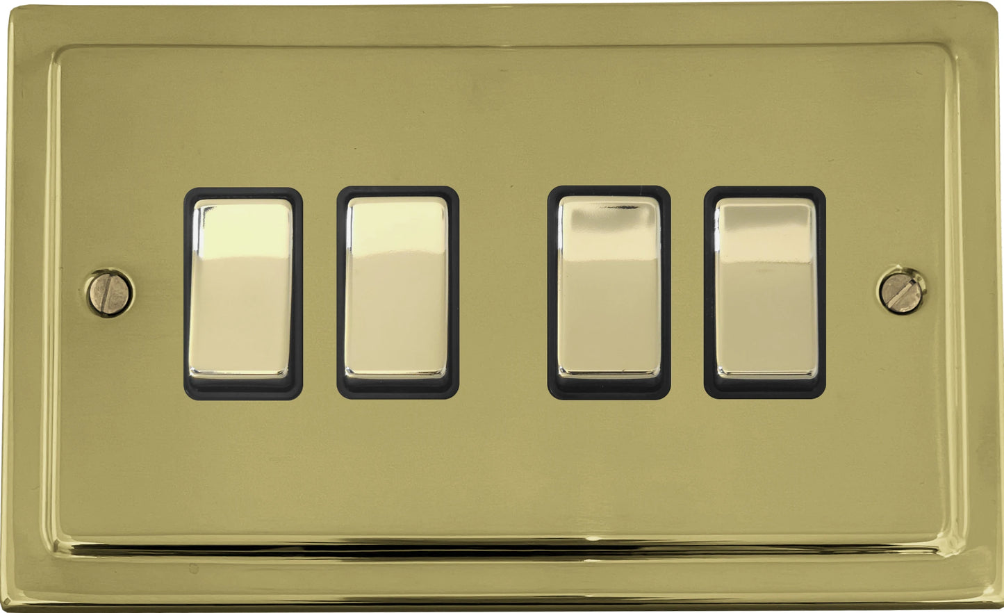 Victorian Polished Brass 4 Gang 2 Way Switch