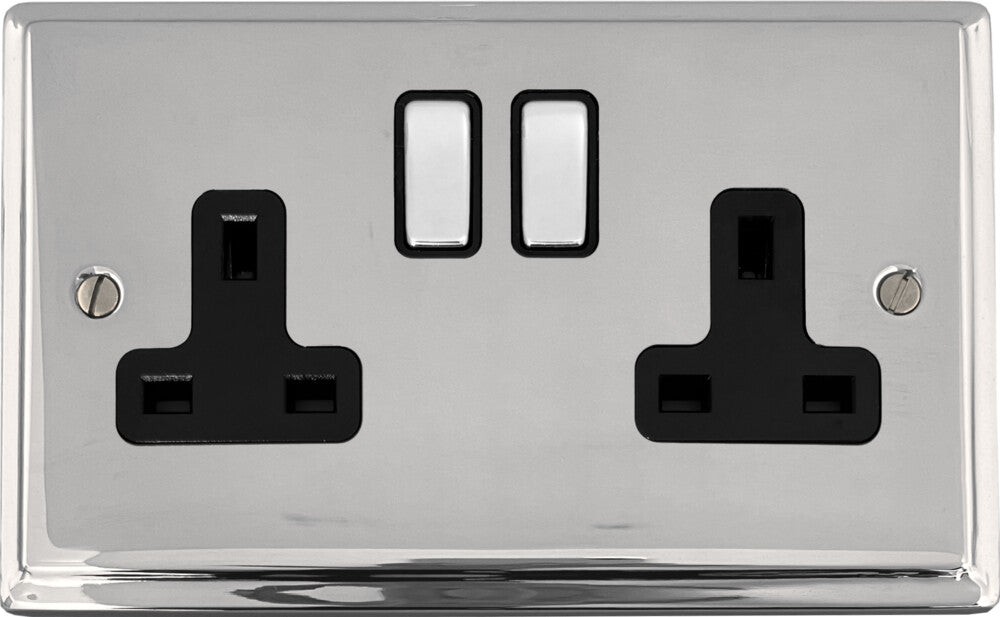 Deco Polished Chrome 2 Gang Socket
