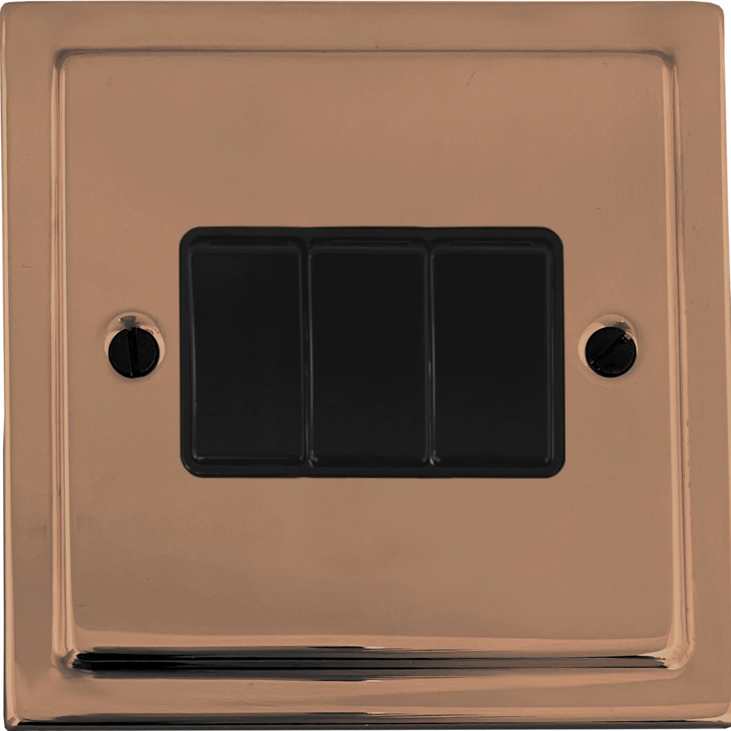 Victorian Polished Copper 3 Gang Switch