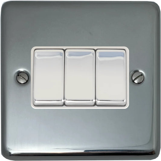 Contour Polished Steel 3  Gang 2 Way Switch