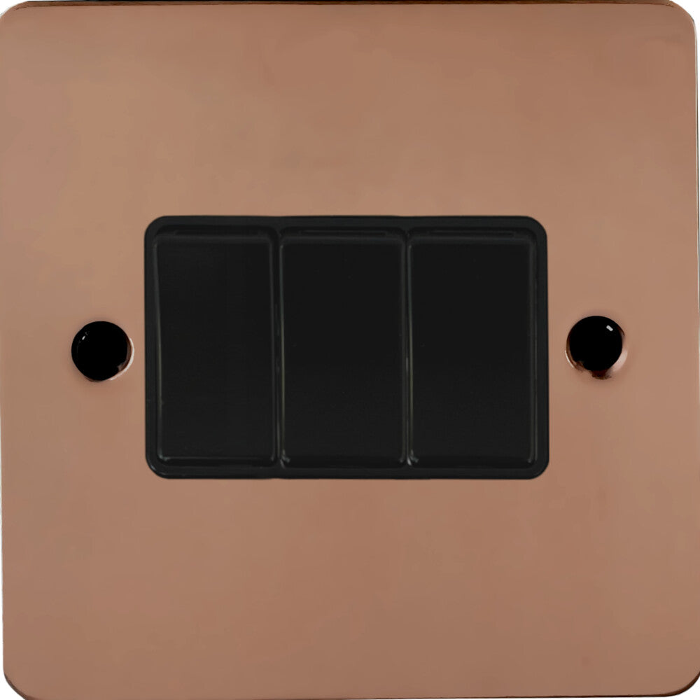 Flat Bright Copper 3 Gang 2 Way Switch