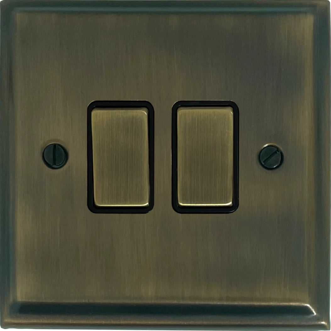 Deco Antique Brass 2 Gang Switch (Brass Switches)