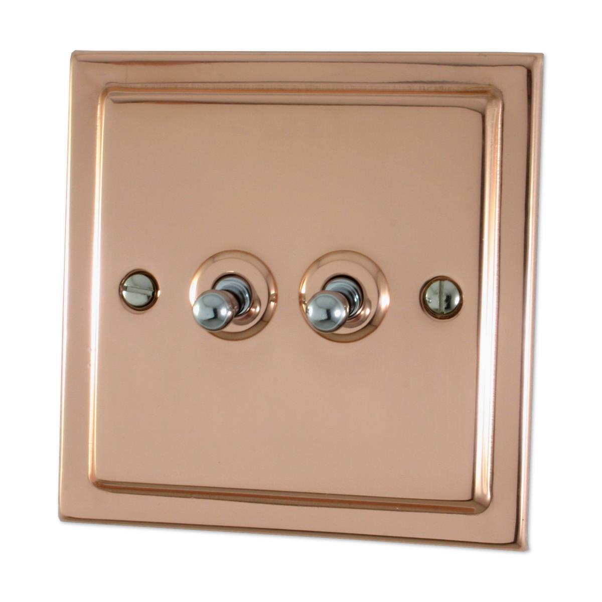 Trimline Polished Copper 2 Gang Toggle