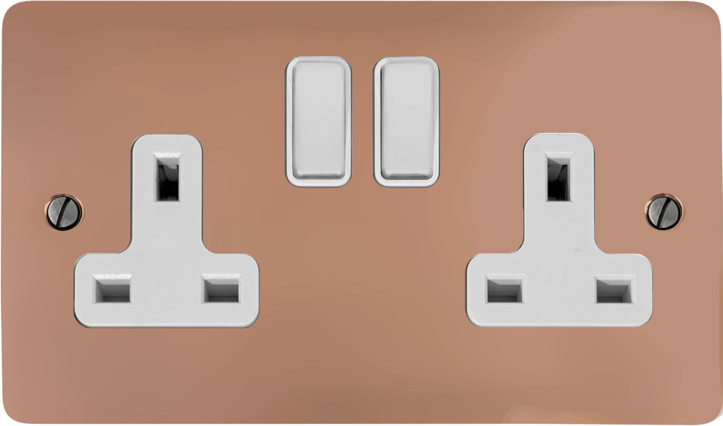 Flat Bright Copper 2 Gang Socket
