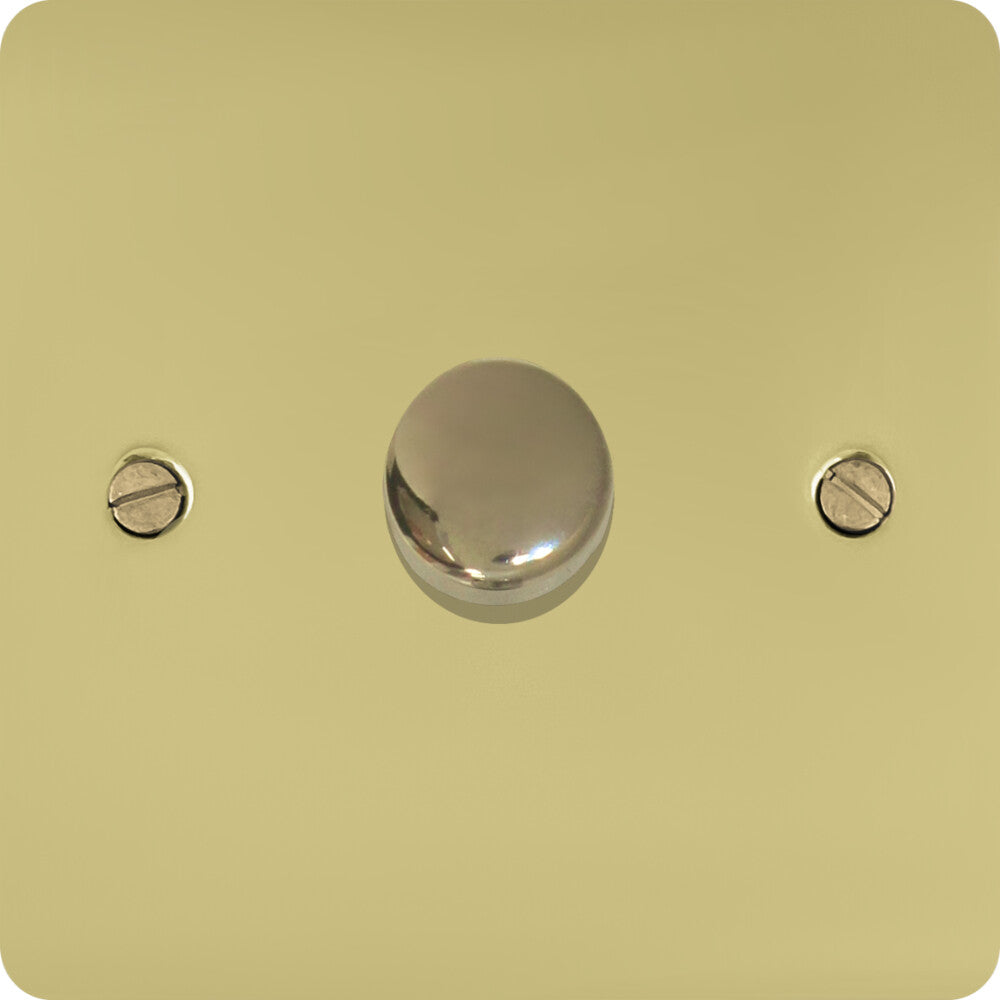 Flat Polished Brass 1 Gang 120W LED Dimmer
