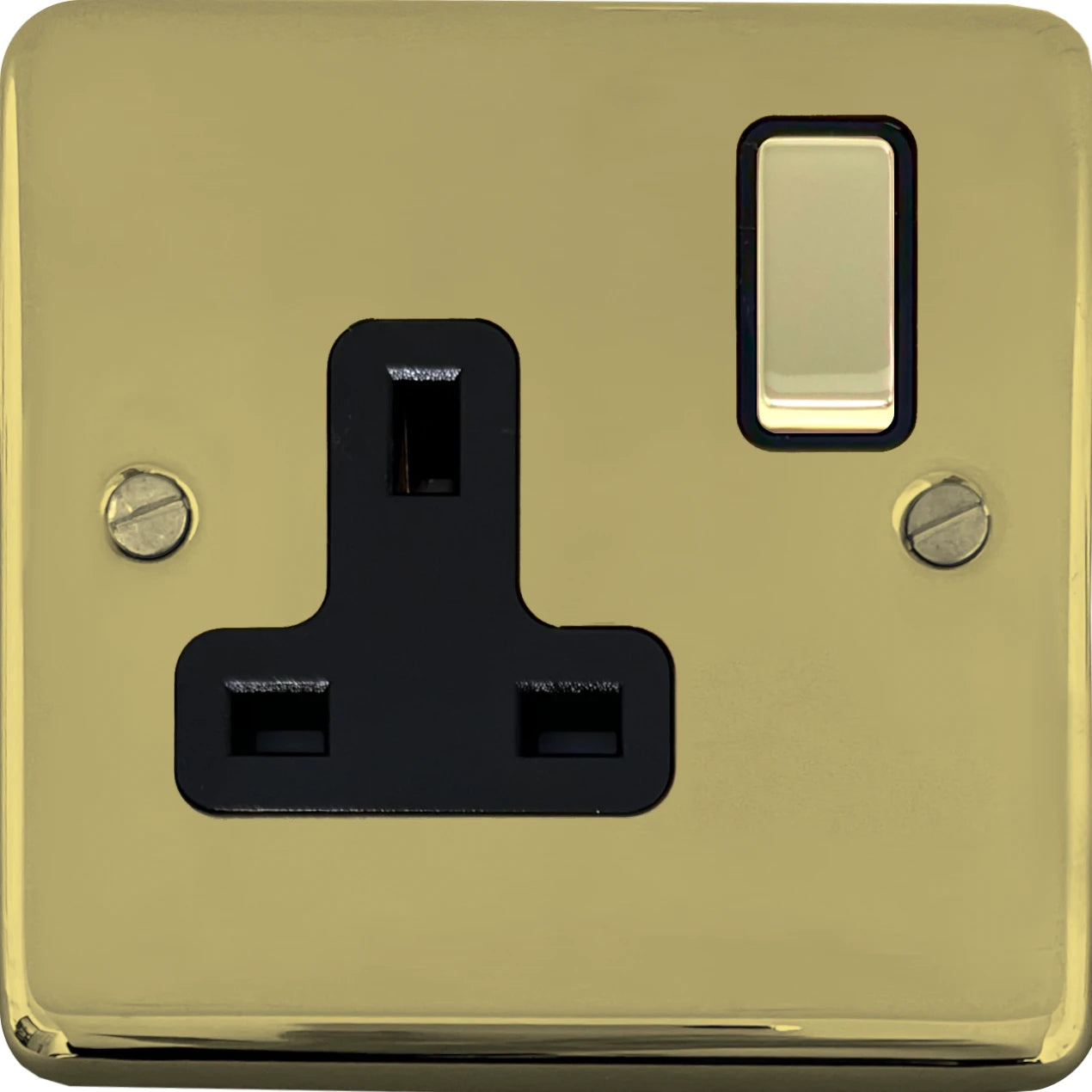 Contour Polished Brass 1 Gang Switch (Black Insert/ Brass Switch)