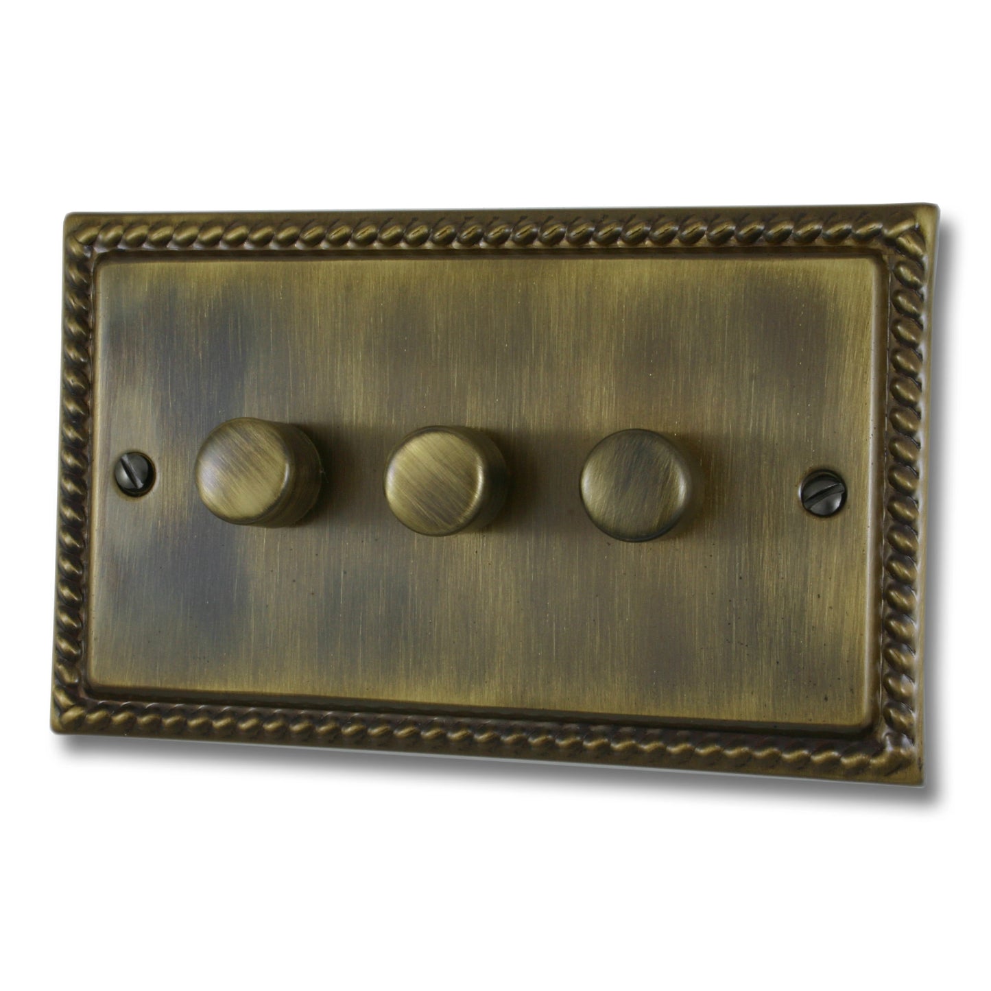 Georgian Antique Brass 3 Gang LED Dimmer