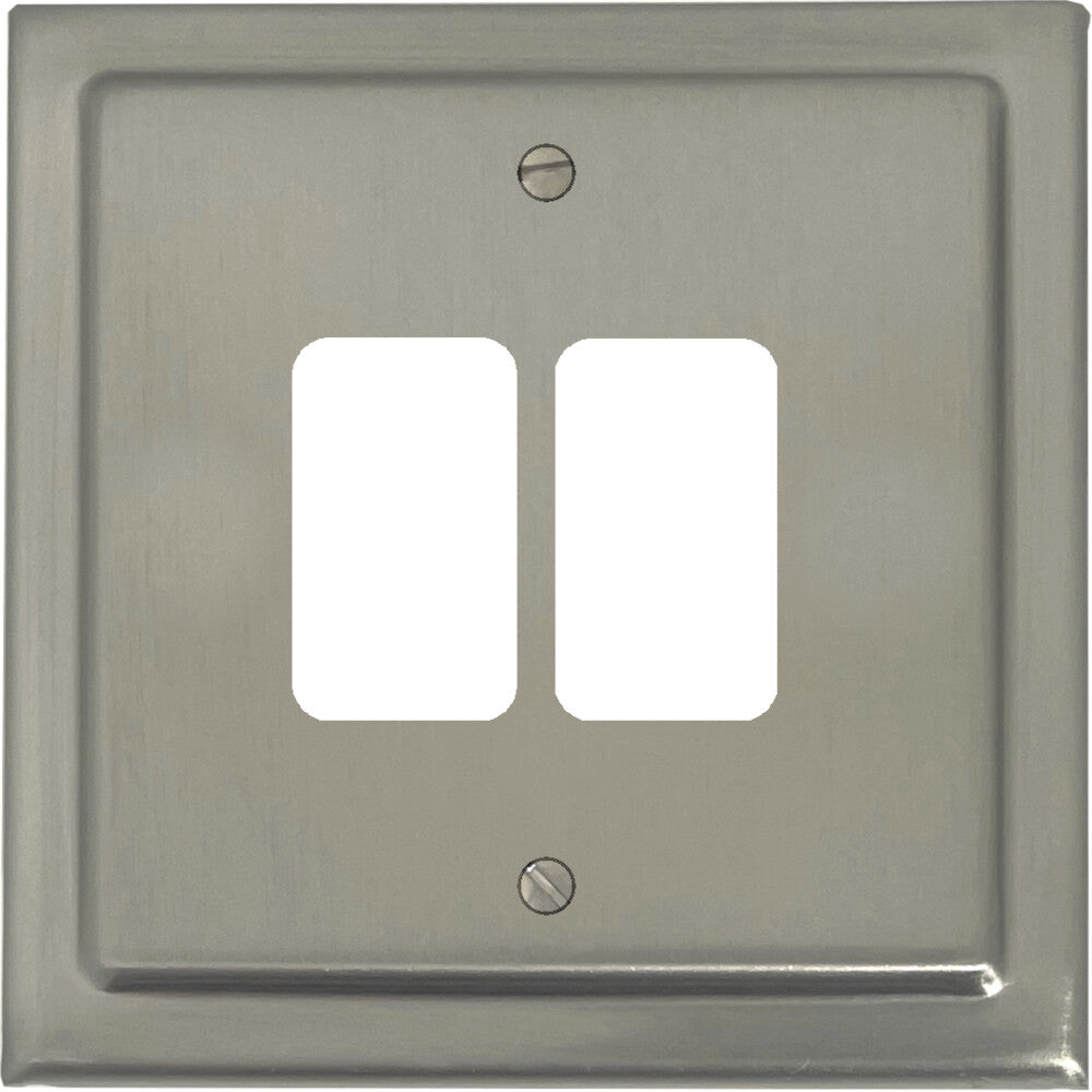 Victorian Satin Nickel 2 Gang Grid Plate