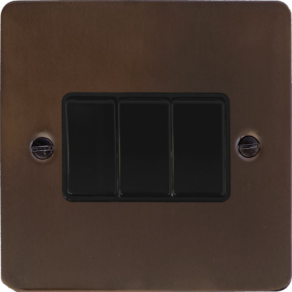 Flat Medium Bronze 3 Gang Switch