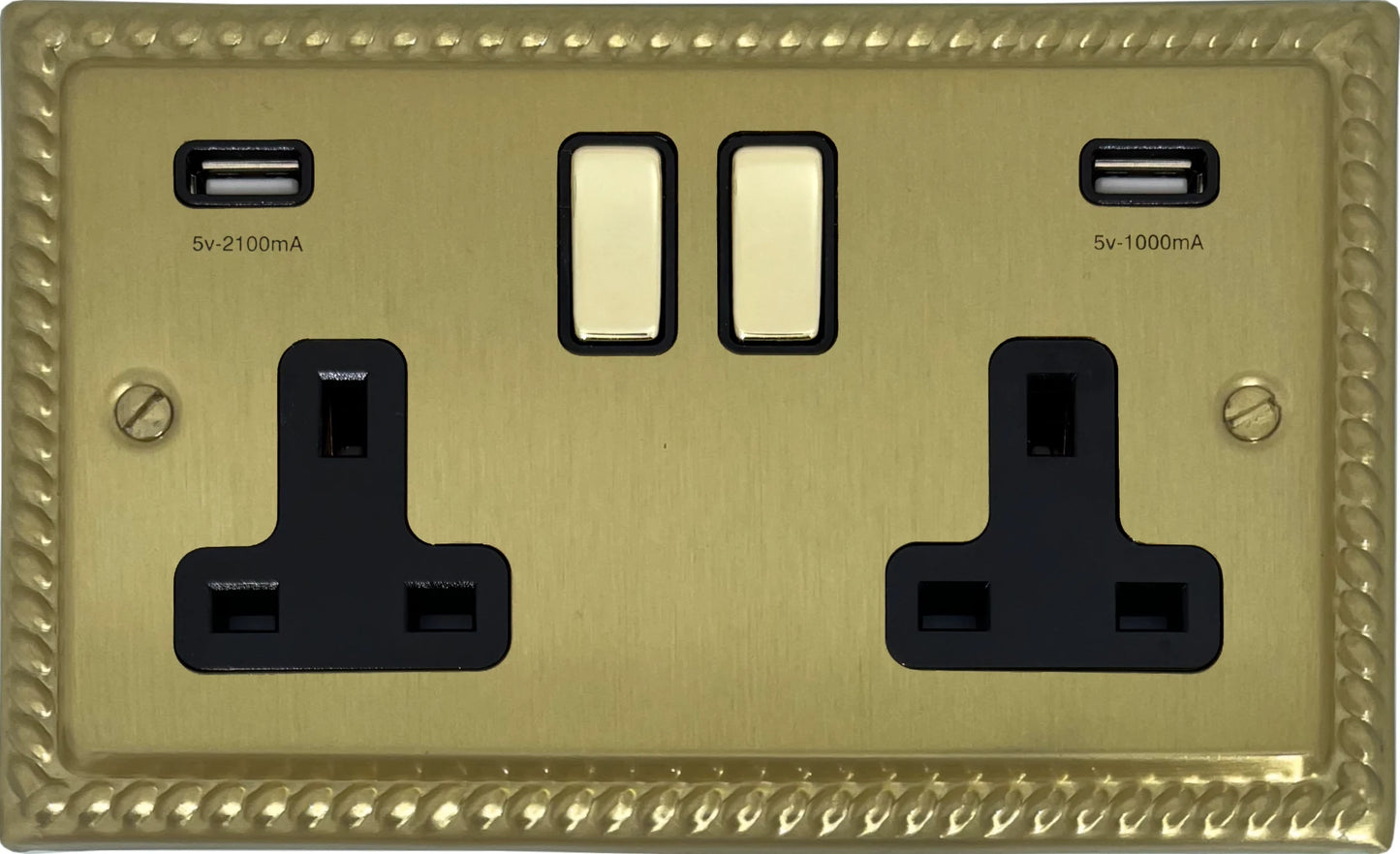 Monarch Satin Brass 2 Gang Socket C/W Usb Ports