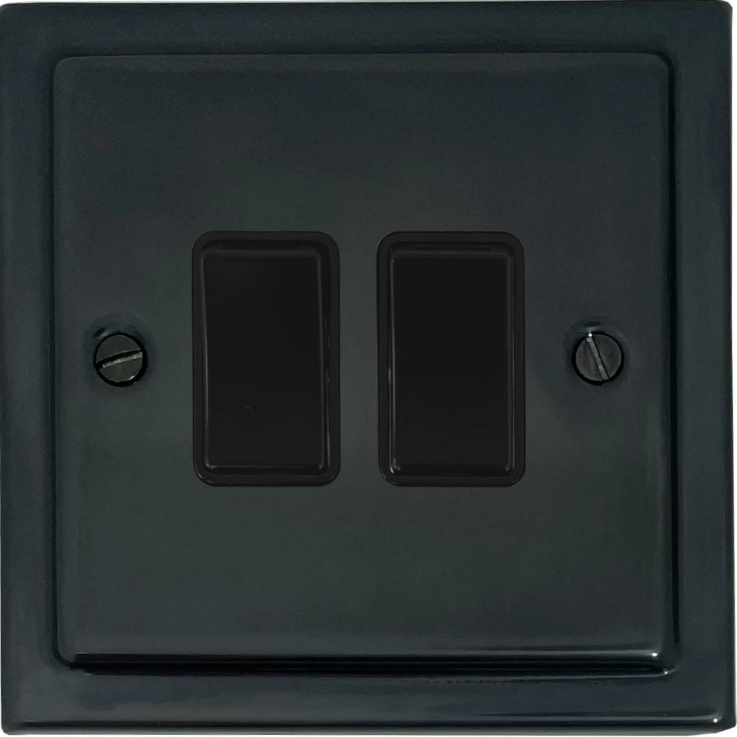 Victorian Black Bronze 2 Gang Switch