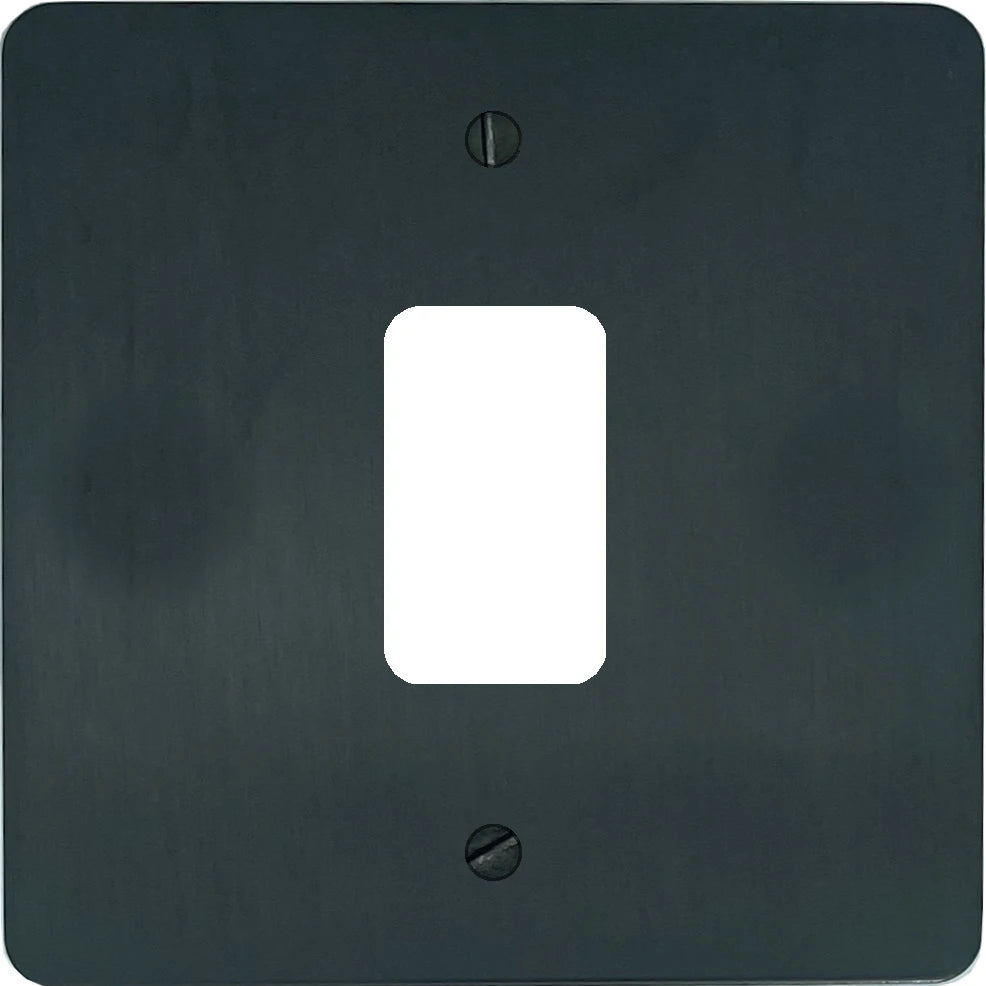 Flat Black Bronze 1 Gang Grid Plate