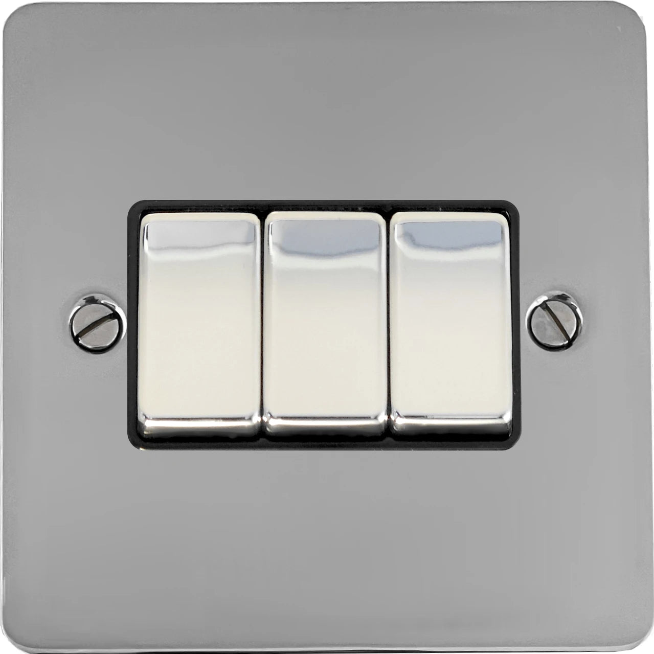 Flat Polished Chrome 3 Gang 2 Way Switch