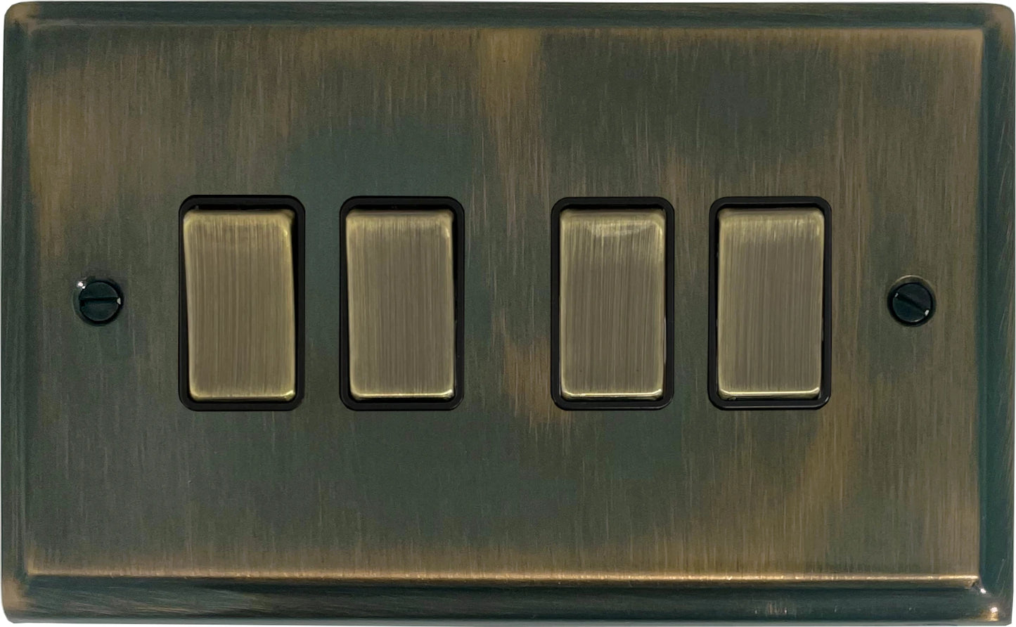 Deco Antique Brass 4 Gang Switch (Brass Switches)