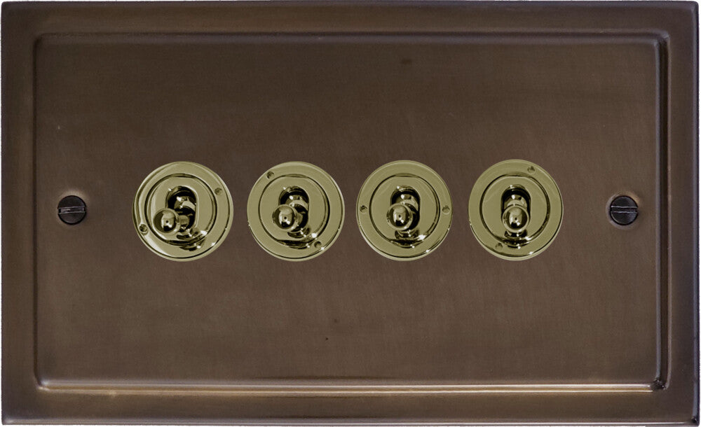 Victorian Medium Bronze 4 Gang 2 Way Toggle