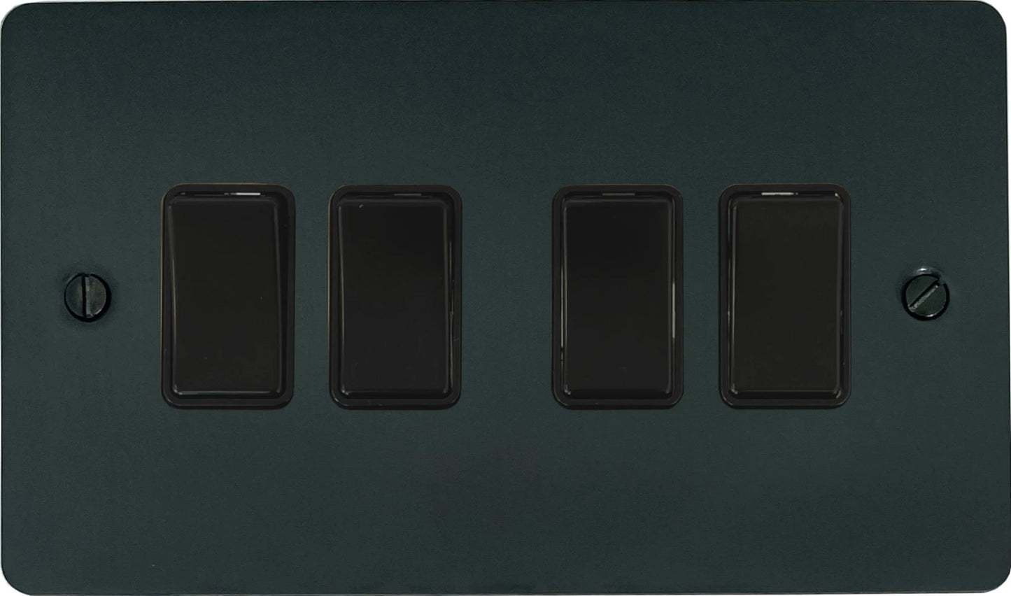Flat Black Bronze 4 Gang Switch