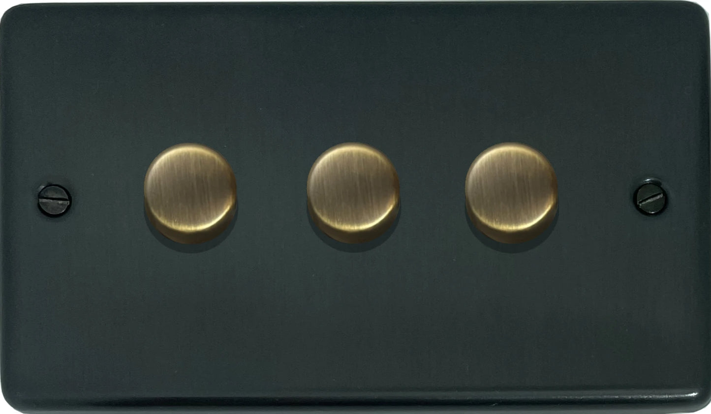 Contour Black Bronze 3 Gang LED Dimmer (Antique Brass Cap)