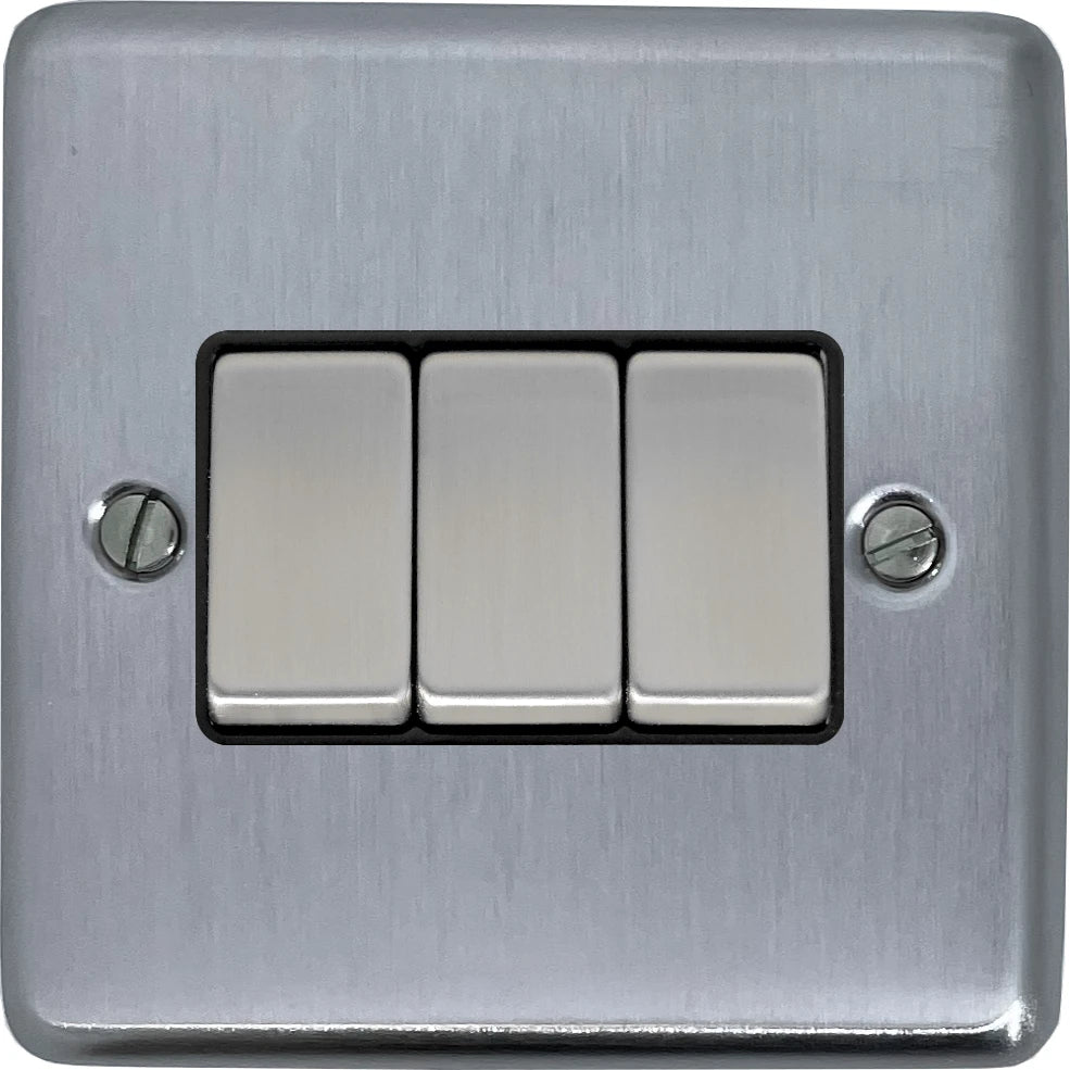Contour Satin Chrome 3 Gang 2 Way Switch