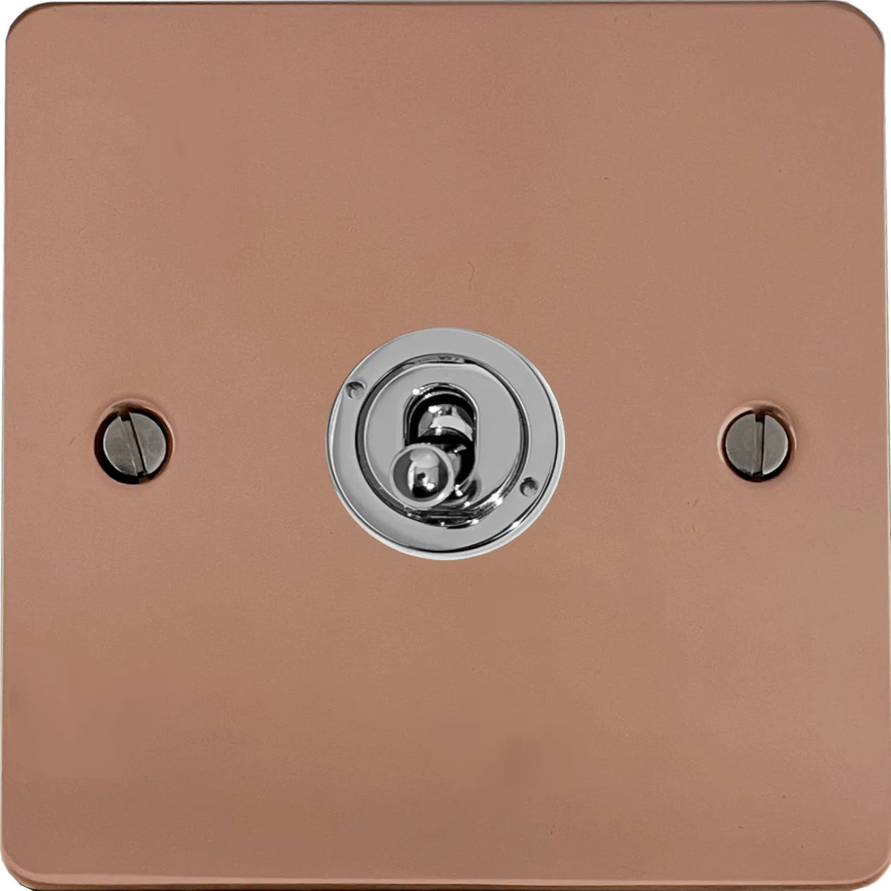 Flat Bright Copper Intermediate Toggle Switch (Polished Chrome Toggle)