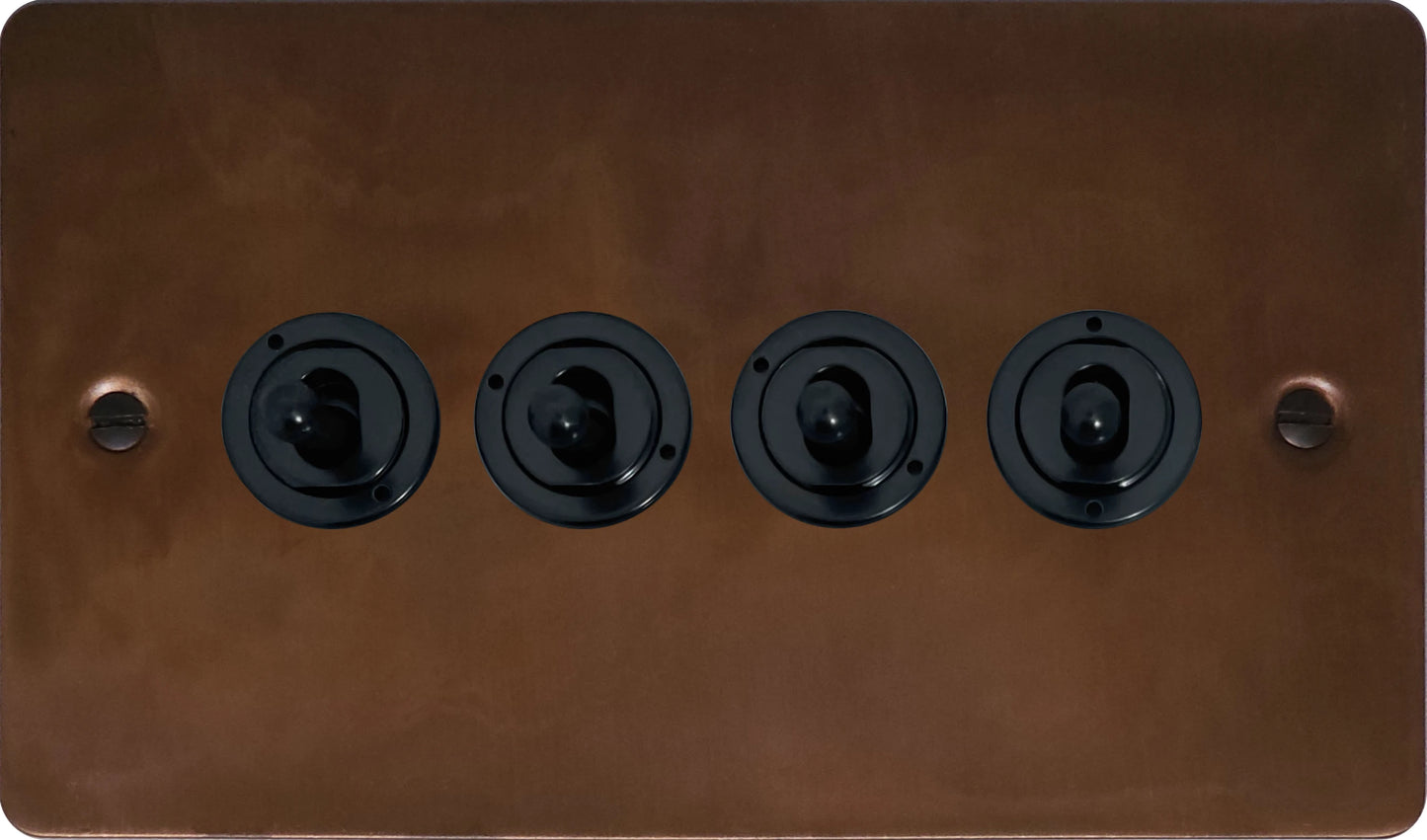 Flat Tarnished Copper 4 Gang Toggle (Flat Black Toggle)