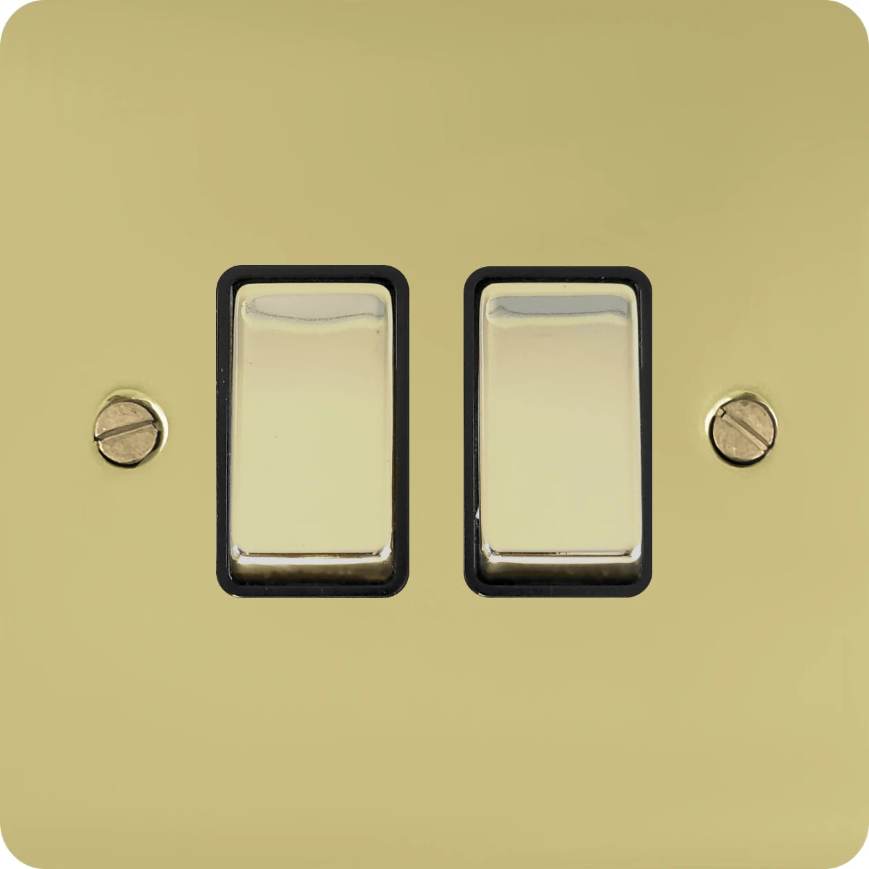 Flat Polished Brass 2 Gang Switch