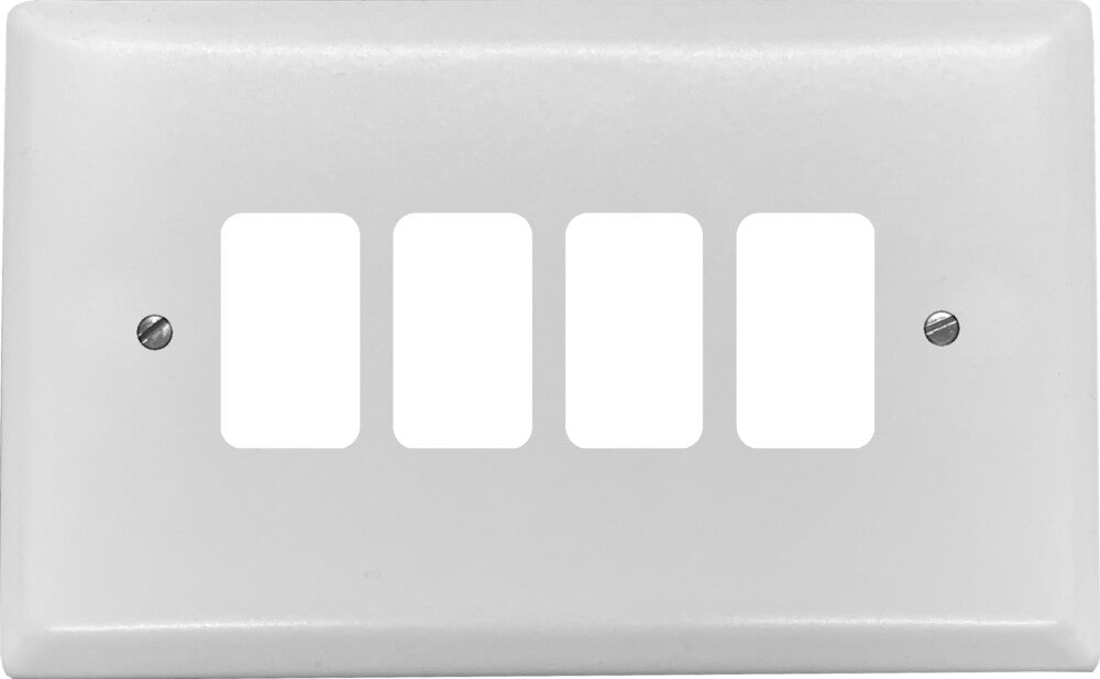 Spectrum Flat White 4 Gang Grid Plate