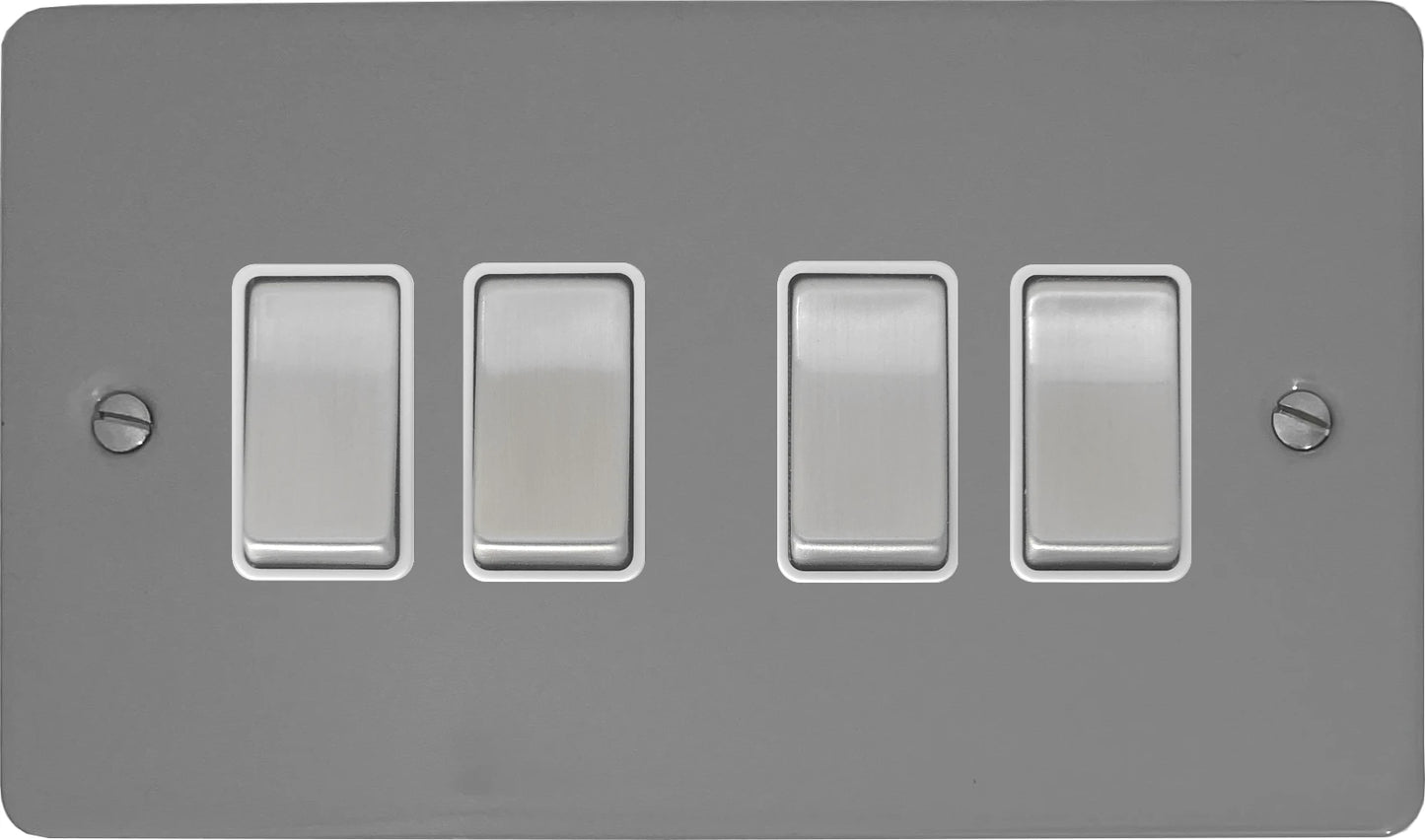 Flat Light Grey 4 Gang 2 Way Switch