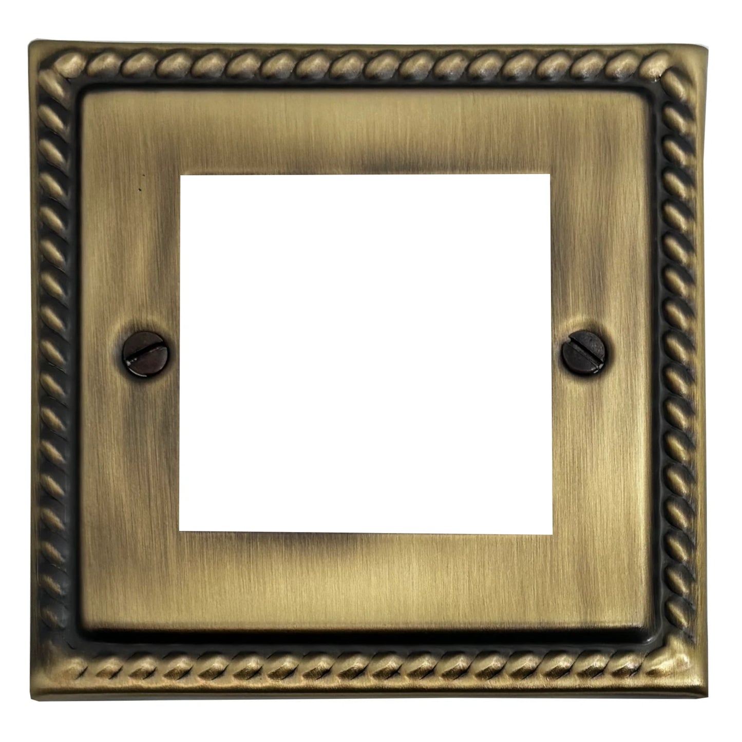 Georgian Light Antique Brass 2 Gang 2 Module Plate