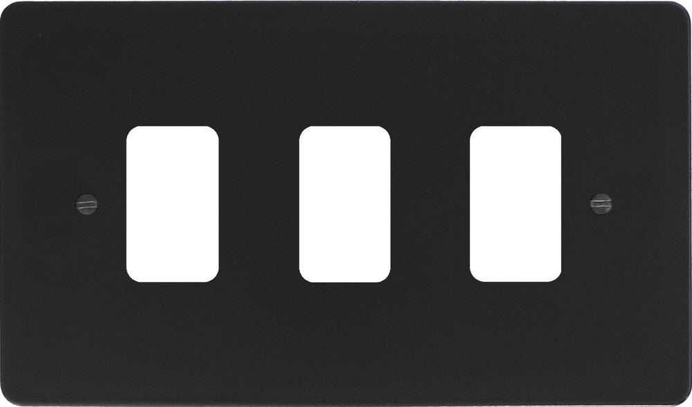 Flat Black 3 Gang Grid Plate