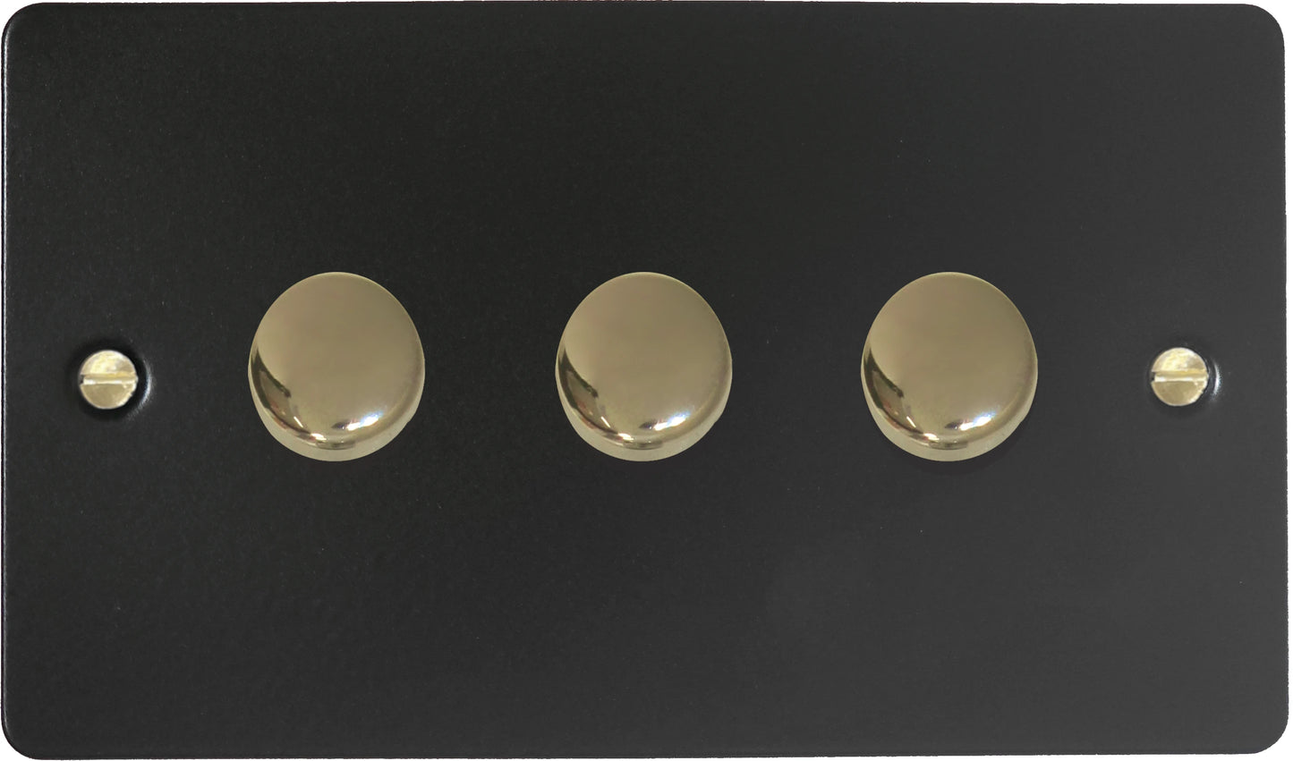 Flat Black 3 Gang LED Dimmer (Brass Caps)