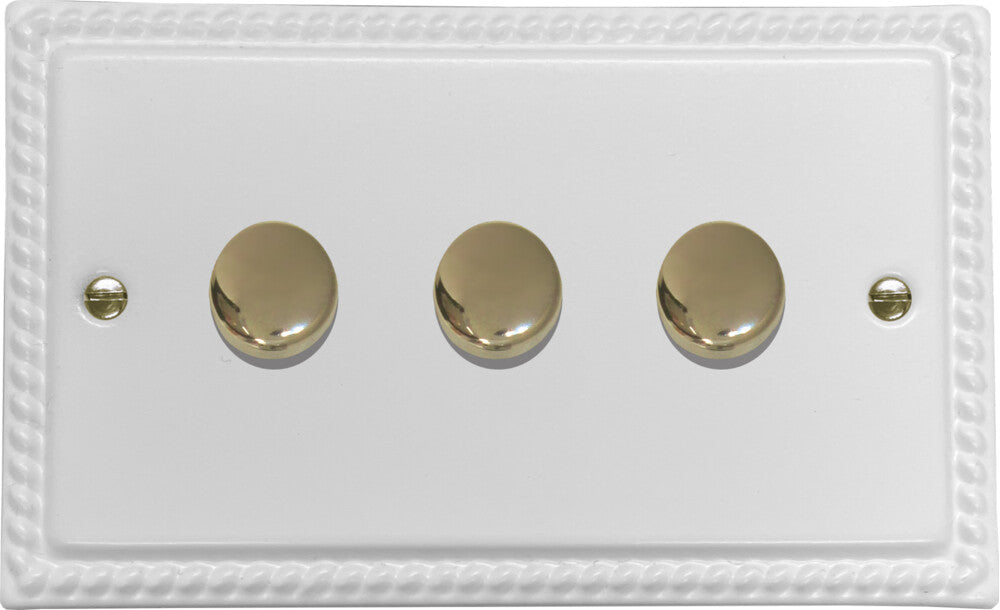 Georgian Flat White 3 Gang Dimmer LED