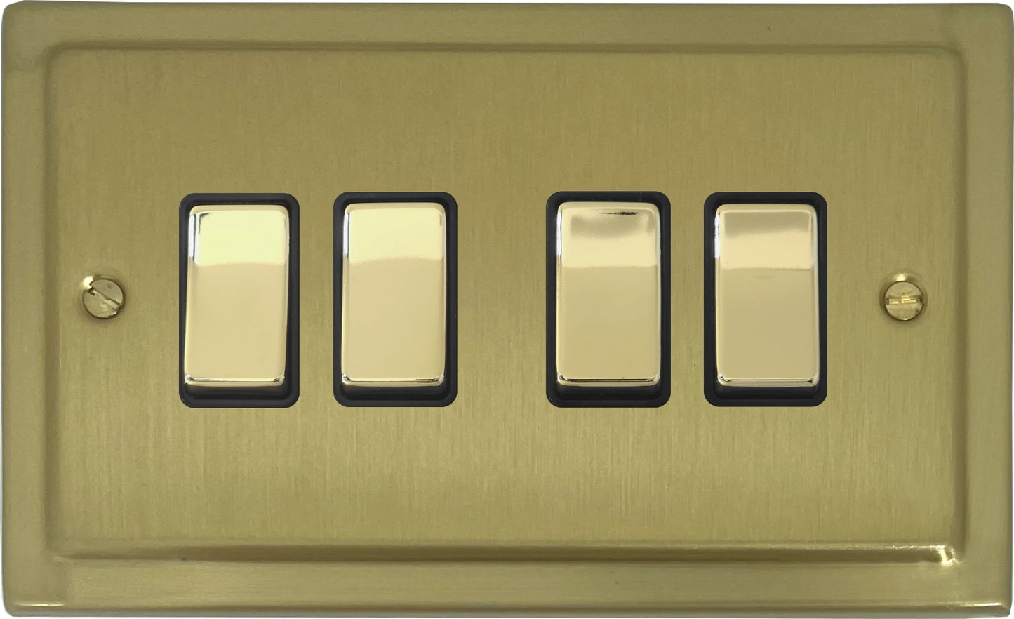 Victorian Satin Brass 4 Gang Switch