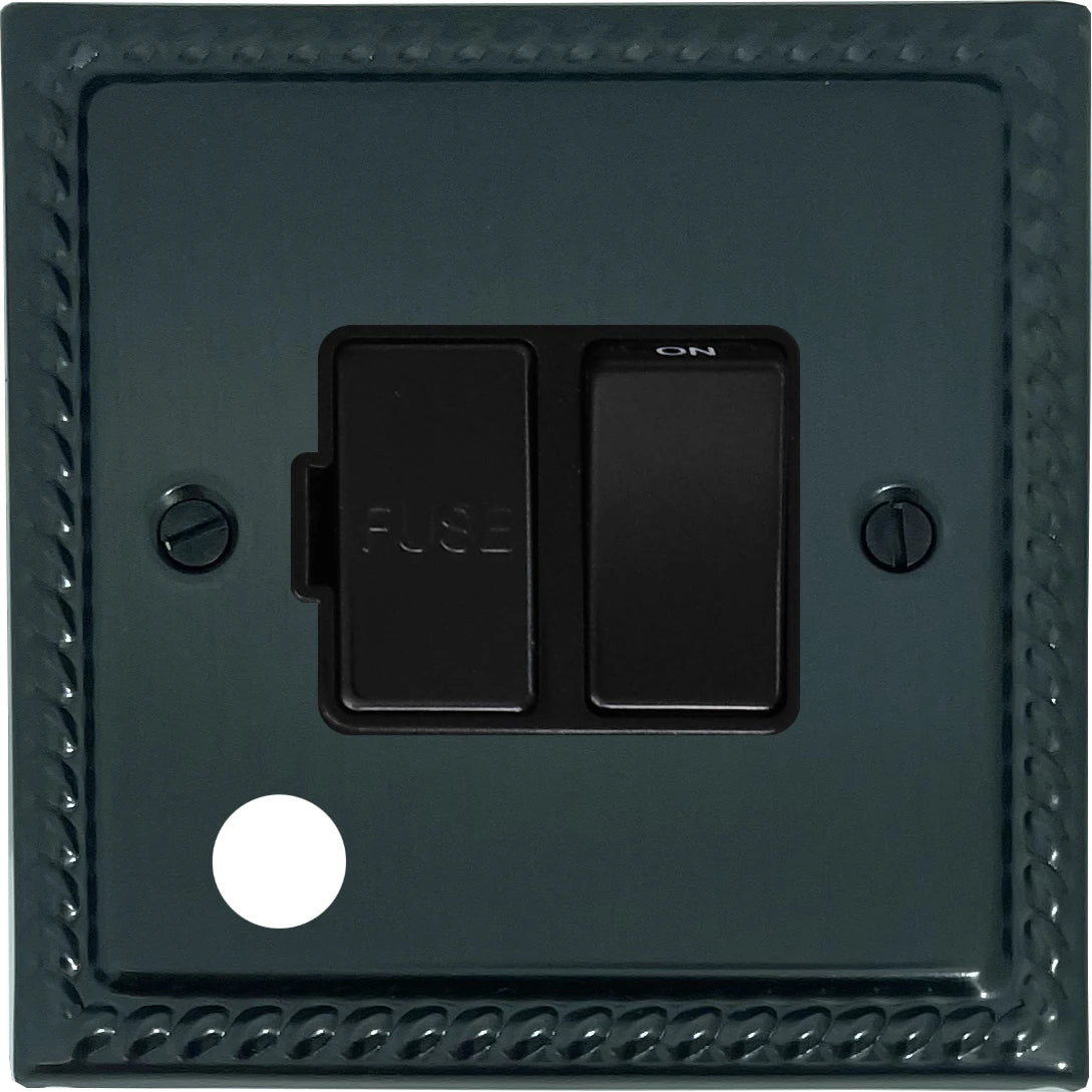 Georgian Black Bronze Switched Fuse Spur with Flex Outlet (Black Switch)