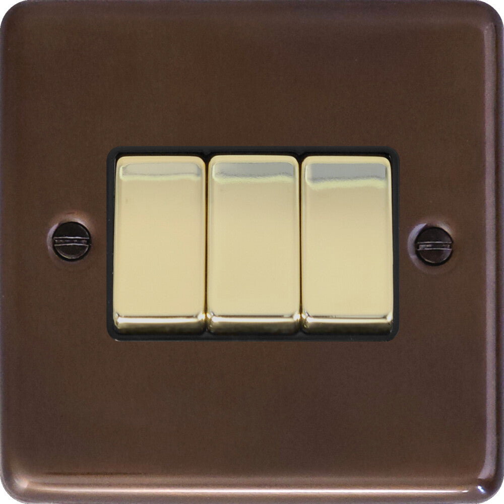 Contour Medium Bronze 3 Gang Switch