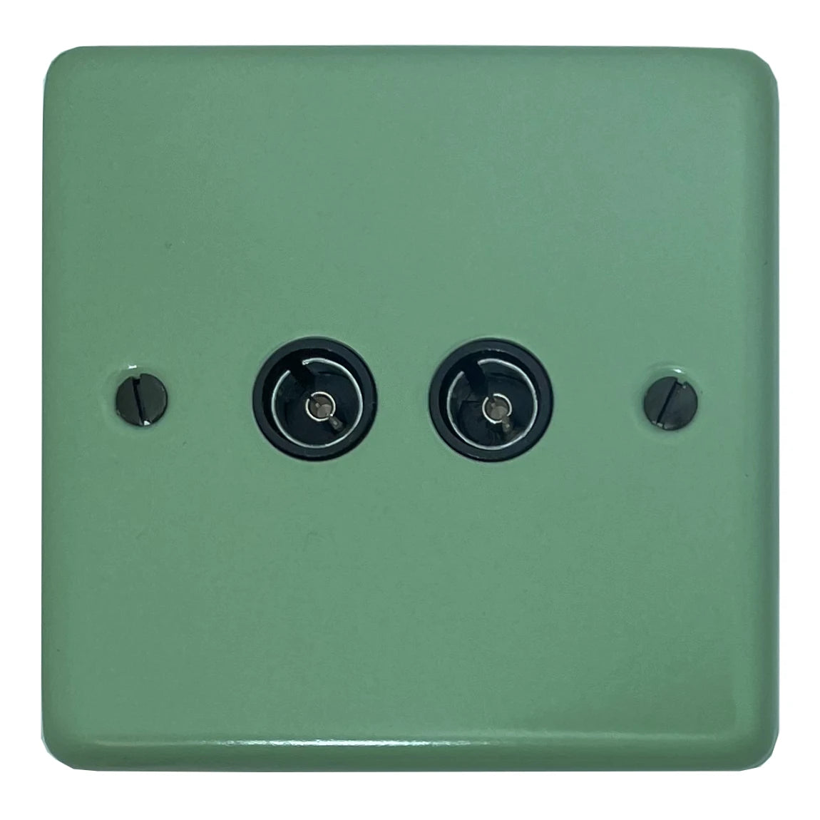Classic Sage Green 2 Gang TV Socket (Black Insert)